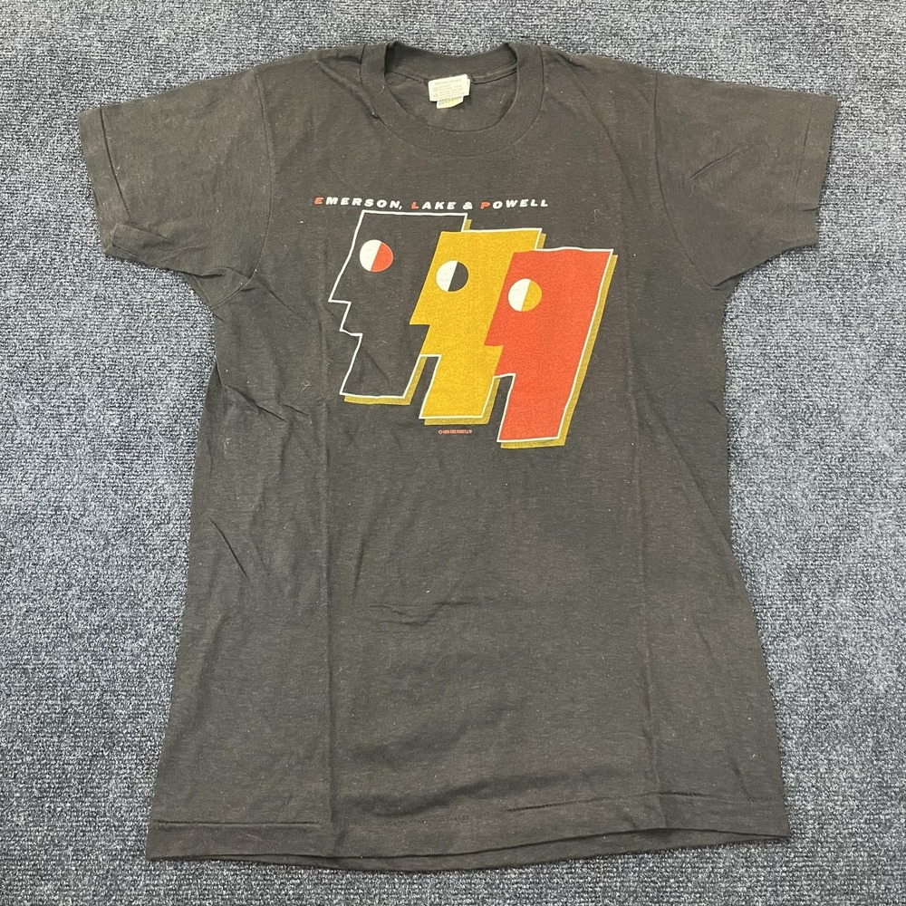 Vintage Emerson Lake Powell Shirt Mens Large Band Graphic Tee 1986 Tour 80s